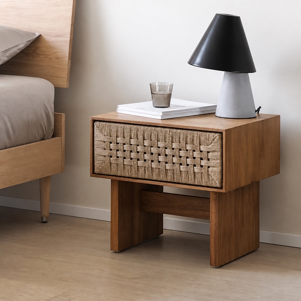 Table de chevet en rotin